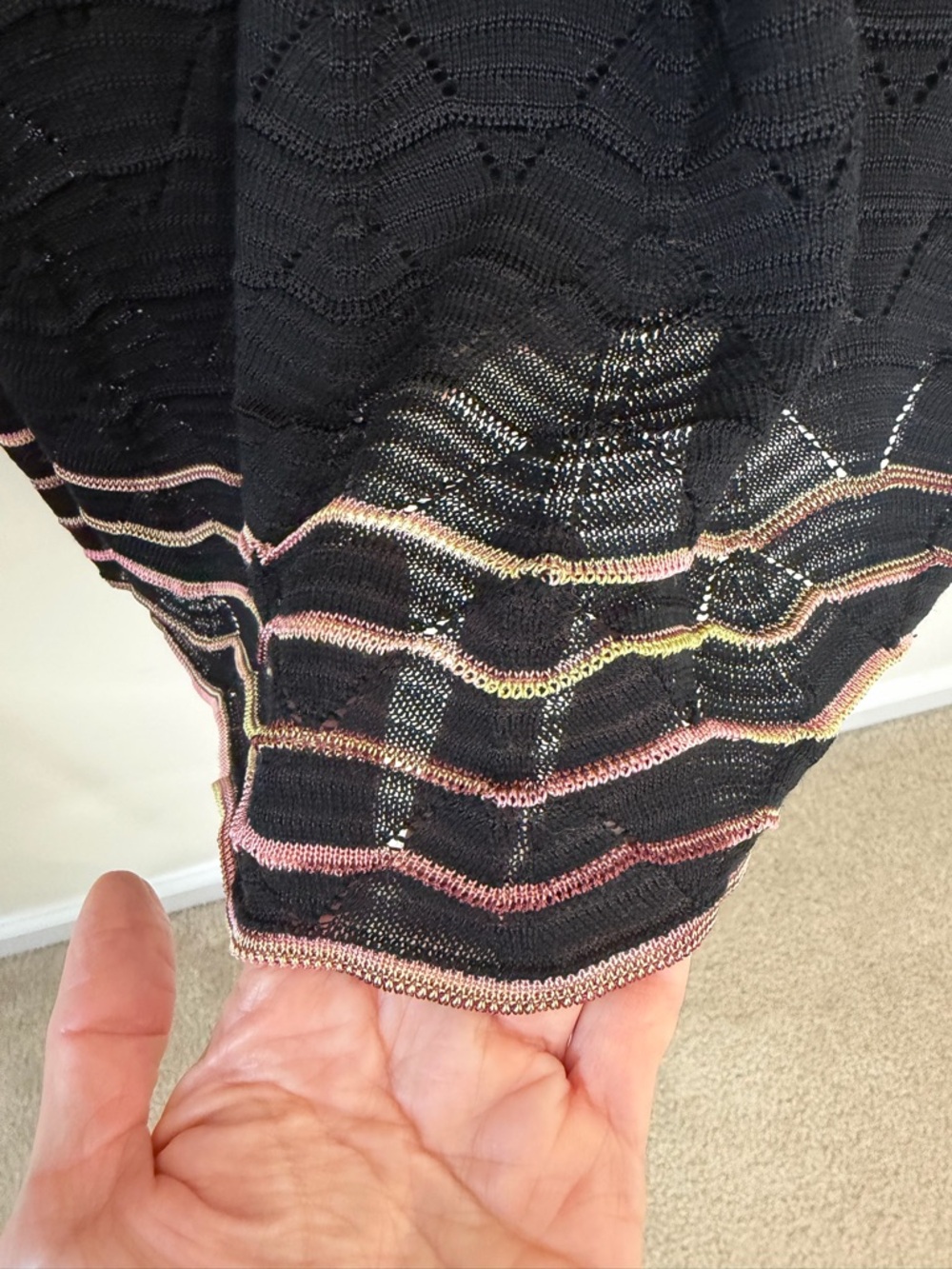 M Missoni Black Knit Dress V-Neck Long Sleeve Sheer Size M - Picture 5 of 12